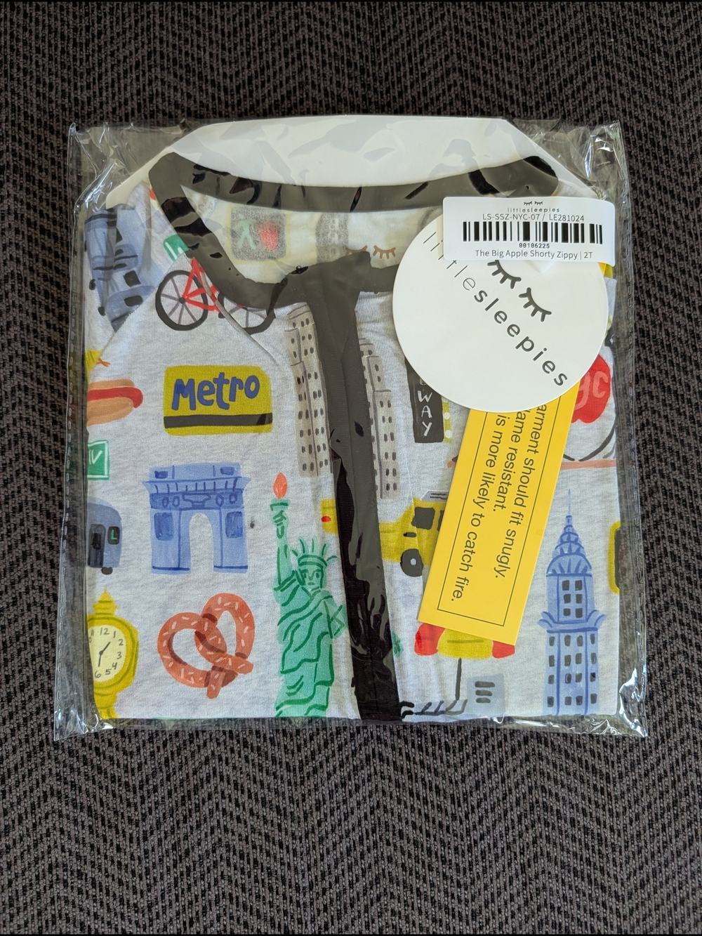 Little Sleepies Big Apple Shorty Zippy 2T